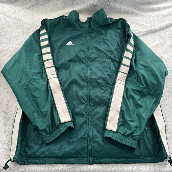 adidas Other - Vintage Adidas Jacket Mens 2XL Green Zip Stripes Pockets Outdoors Track